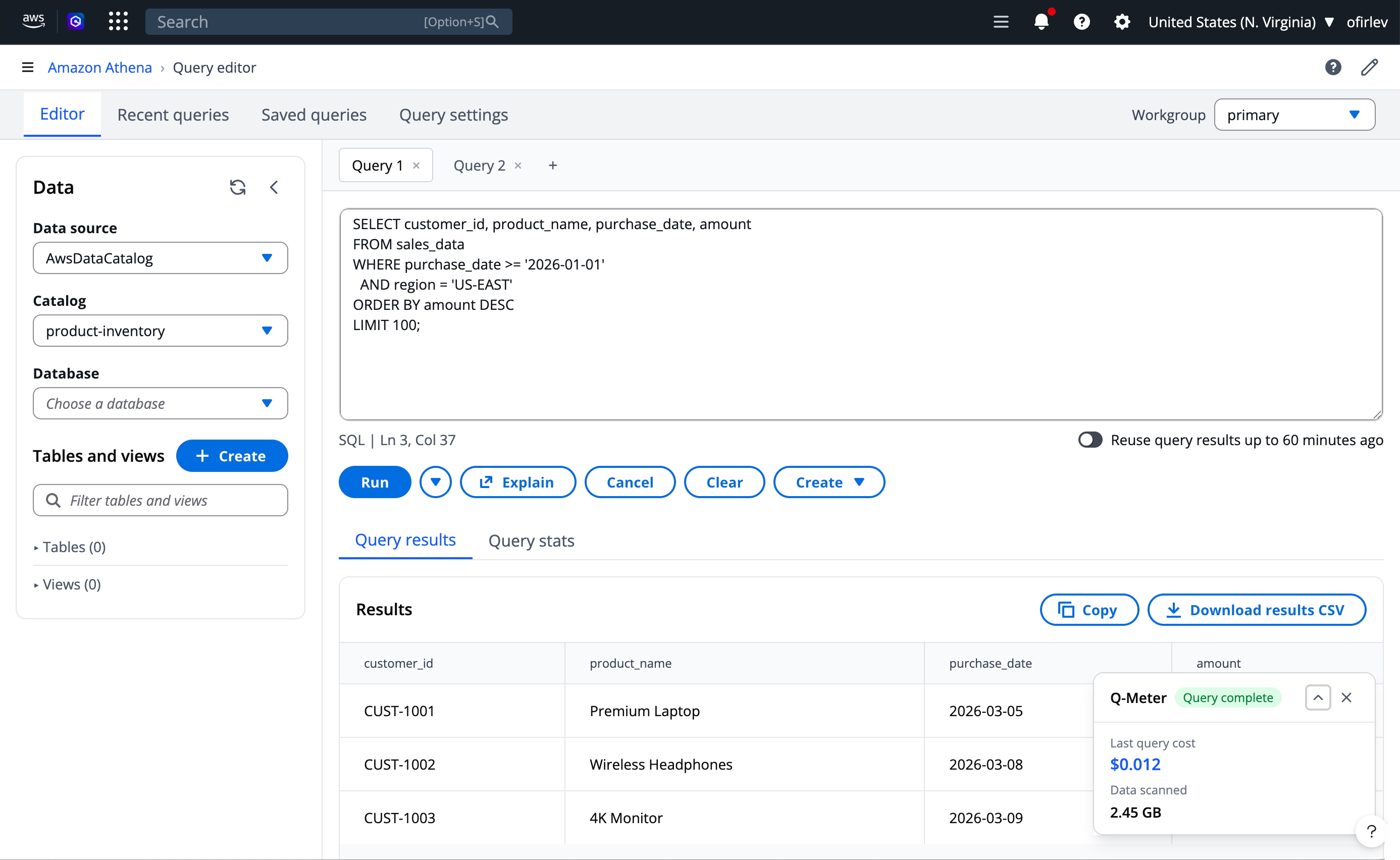 Athena usage widget mockup variation 3