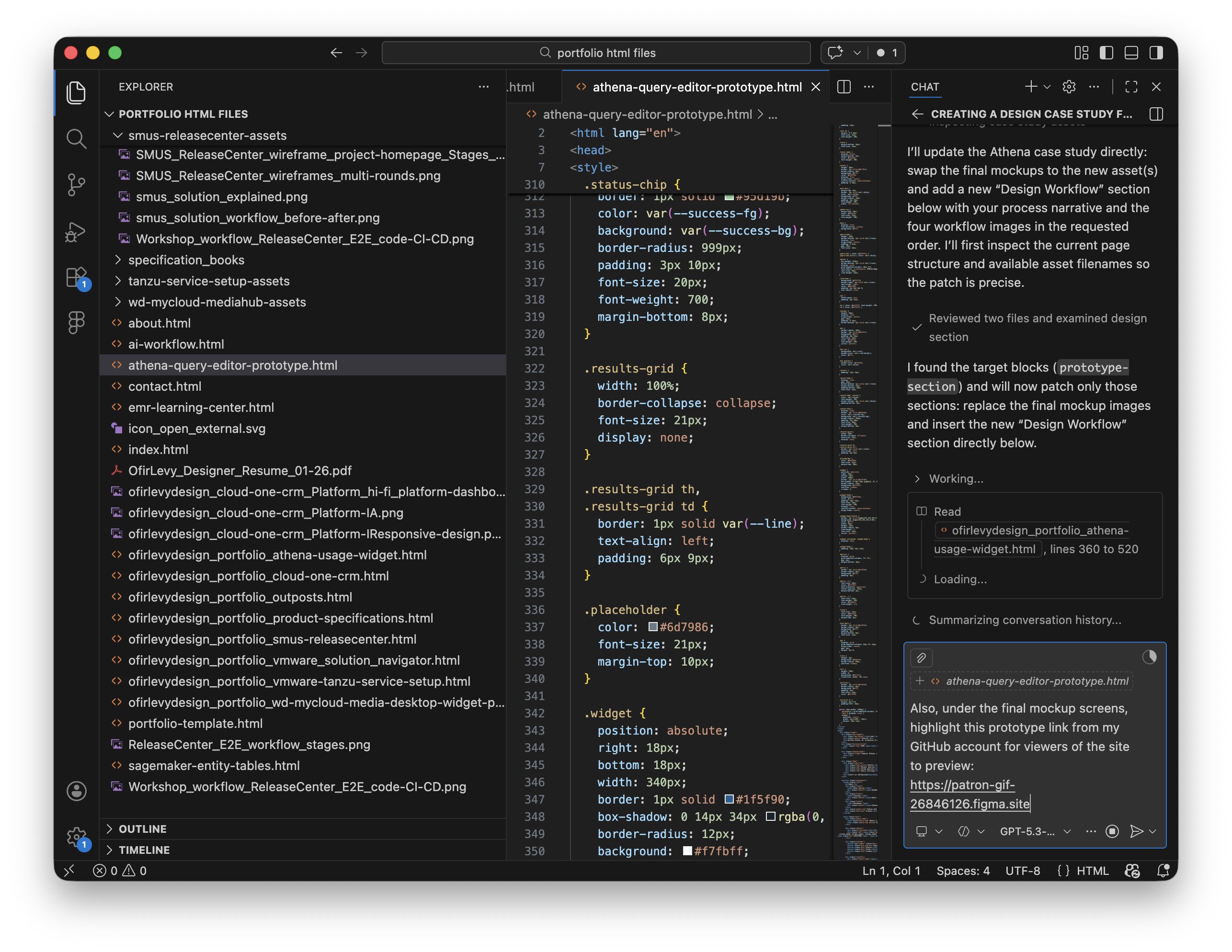Design workflow step 5 website update in VS Code