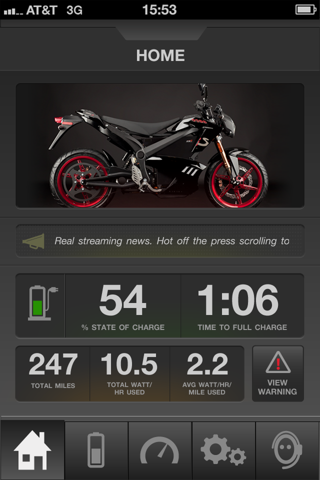Zero Motorcycles Ride Dashboard App preview