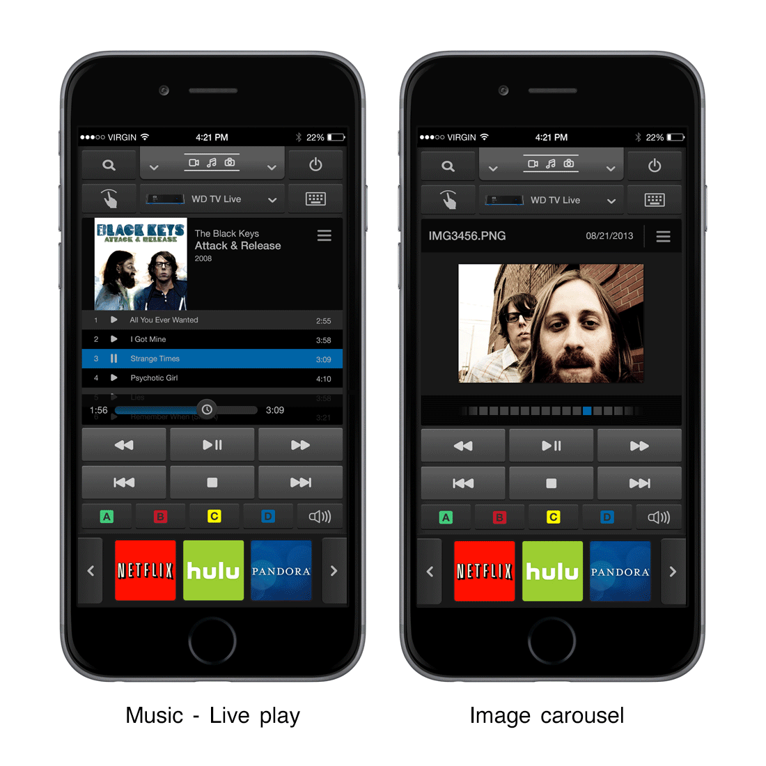 Phone final mocks: music and photos