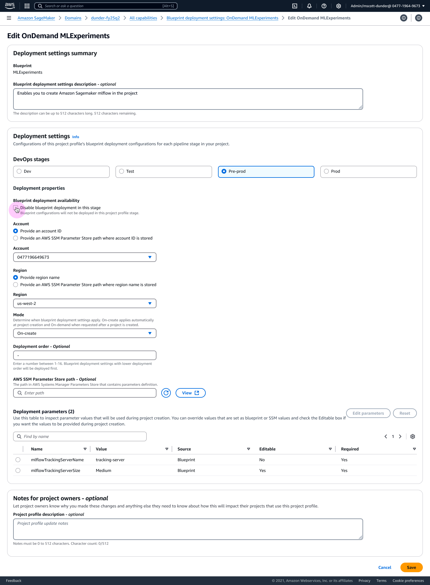 Hi-fi domain management with DevOps stage configuration