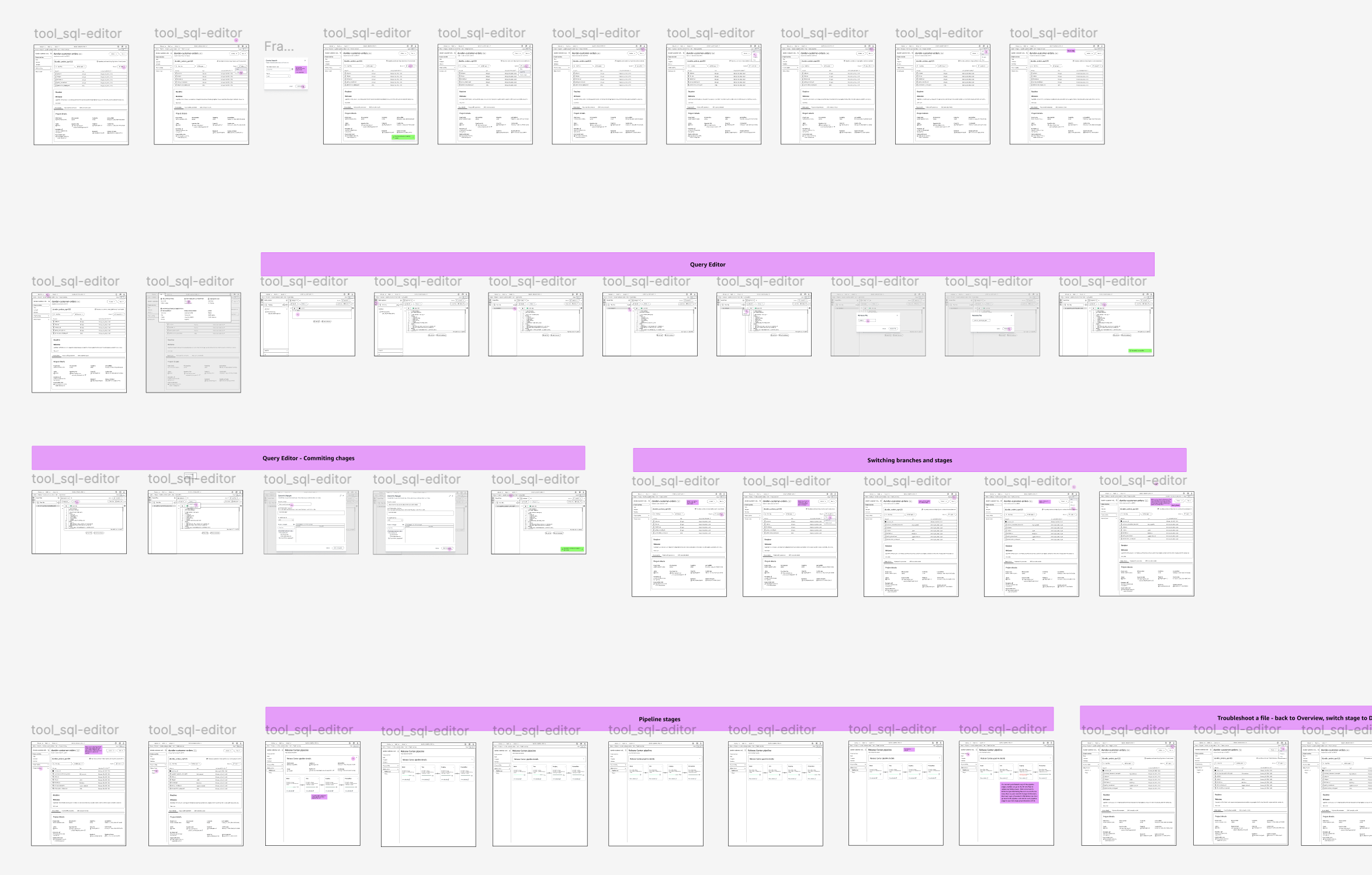 Release Center wireframes across multiple rounds