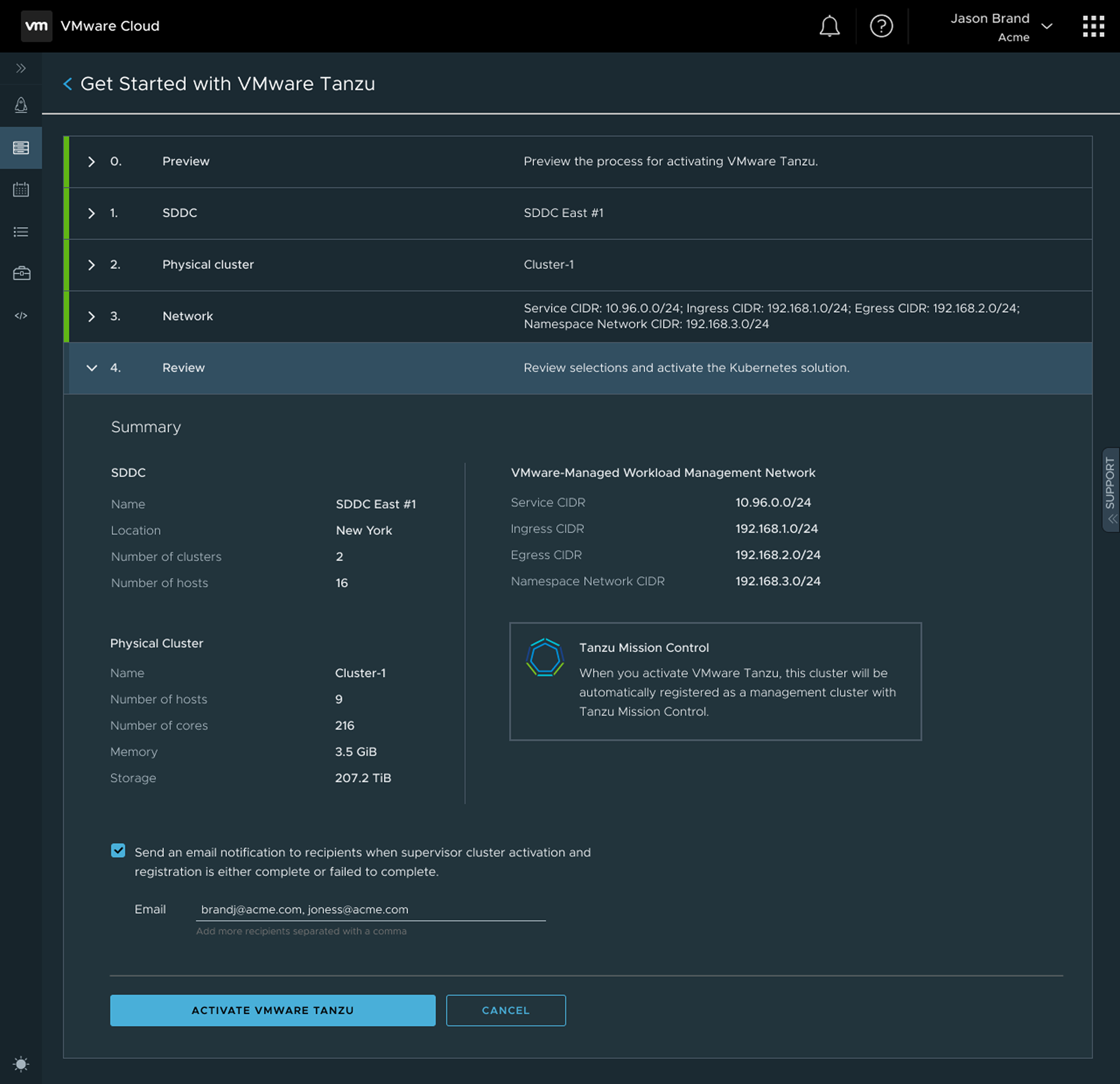VMware Tanzu Service Setup preview