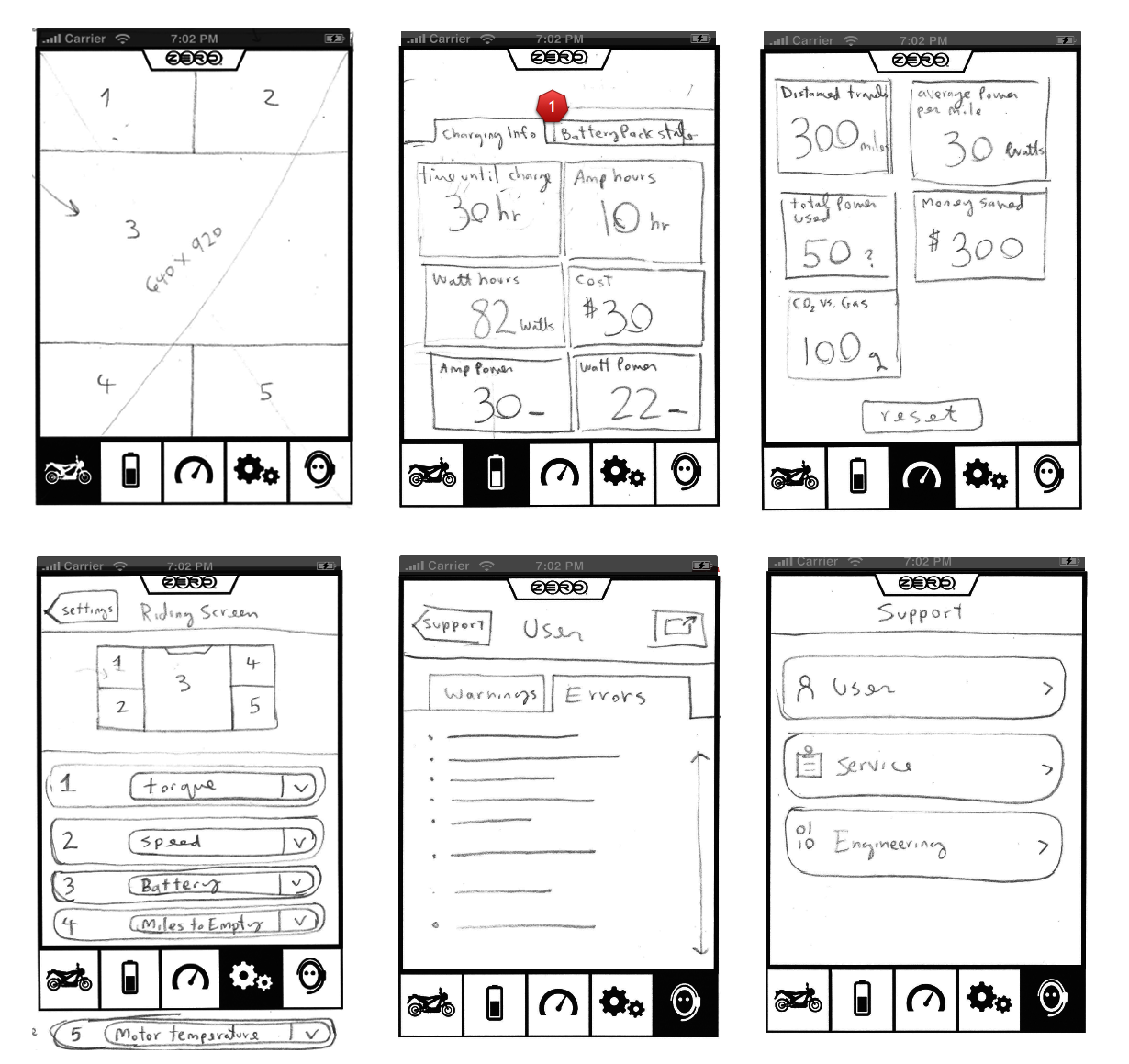 Zero app wireframes