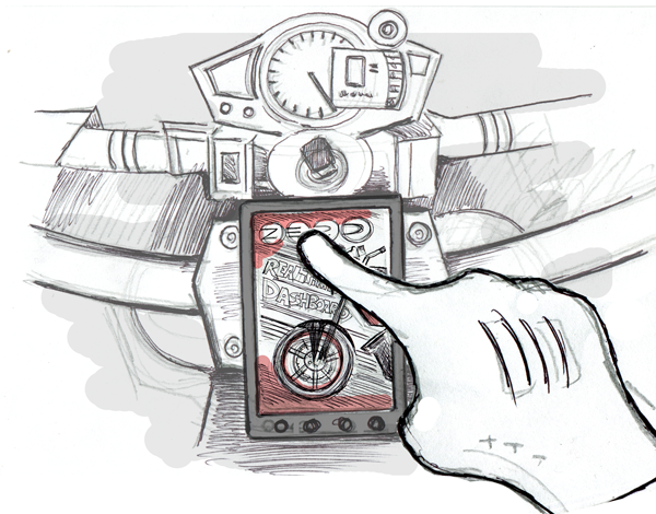 Storyboard frame 3: Hand holding phone launching the Zero app dashboard